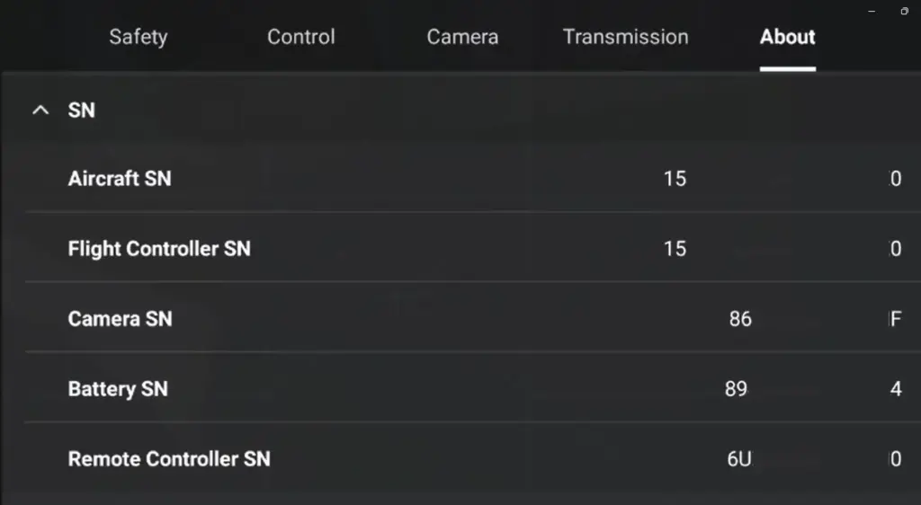 Check if the DJI drone is original  serial numbers.